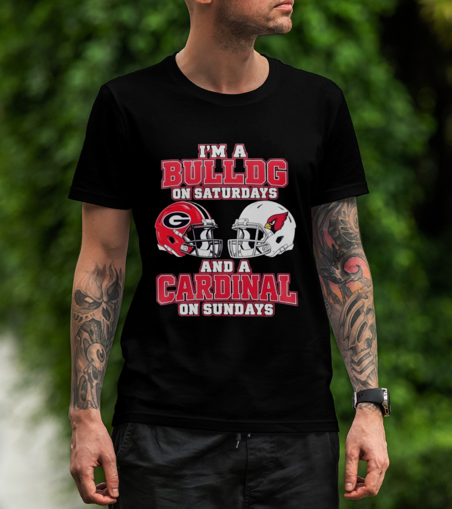 I'm A Bulldog On Saturdays And A Cardinal On Sundays Football Helmets T-Shirt