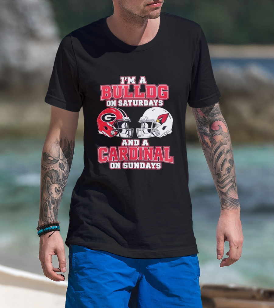 I'm A Bulldog On Saturdays And A Cardinal On Sundays Football Helmets T-Shirt