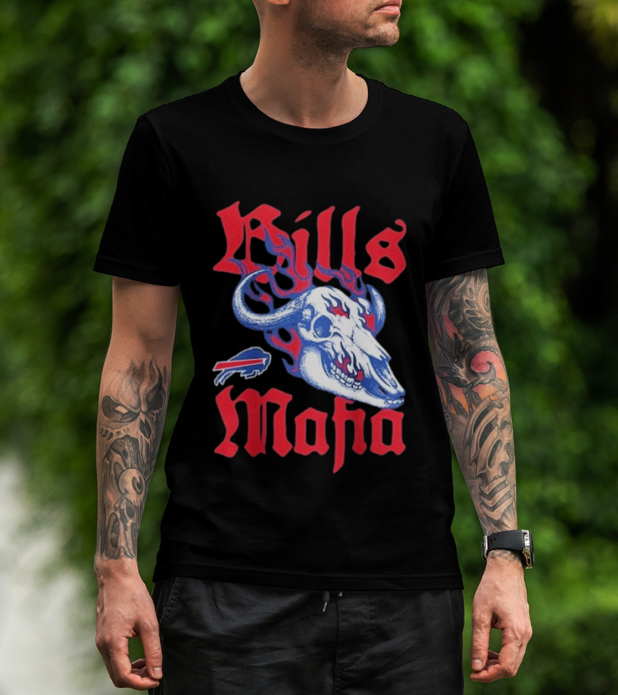 Buffalo Bills Mafia Skull Flames T-Shirt