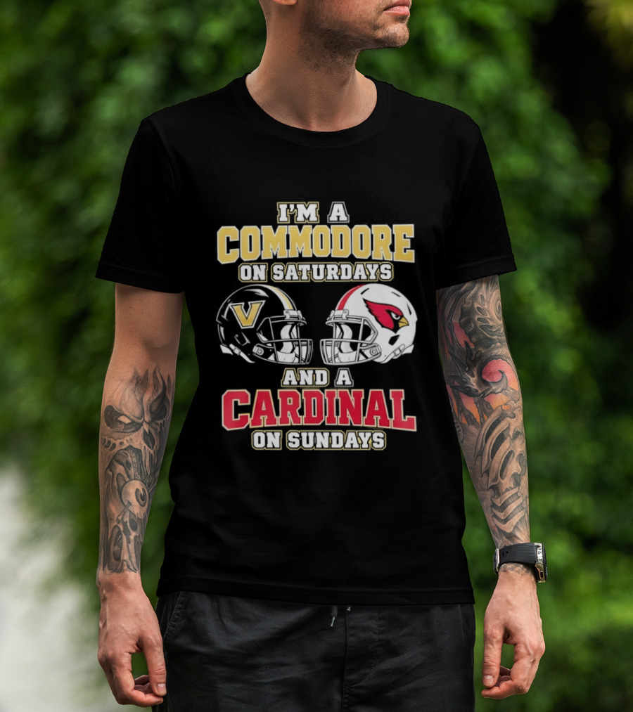 I'm A Commodore On Saturdays And A Cardinal On Sundays Football Helmets T-Shirt