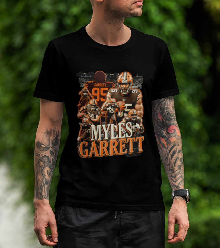 Cleveland Browns Myles Garrett 95 Action Poses Football Player T-Shirt