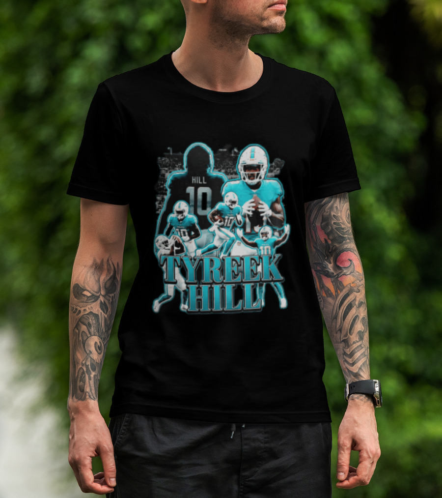 Tyreek Hill Miami Dolphins Football Player Multiple Action Poses T-Shirt