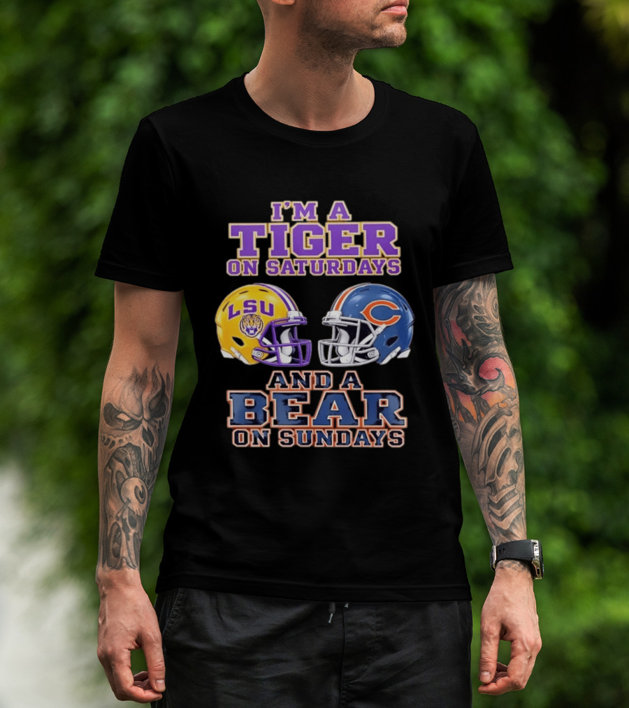 LSU Tigers Saturdays Chicago Bears Sundays Football Fan Gear T-Shirt