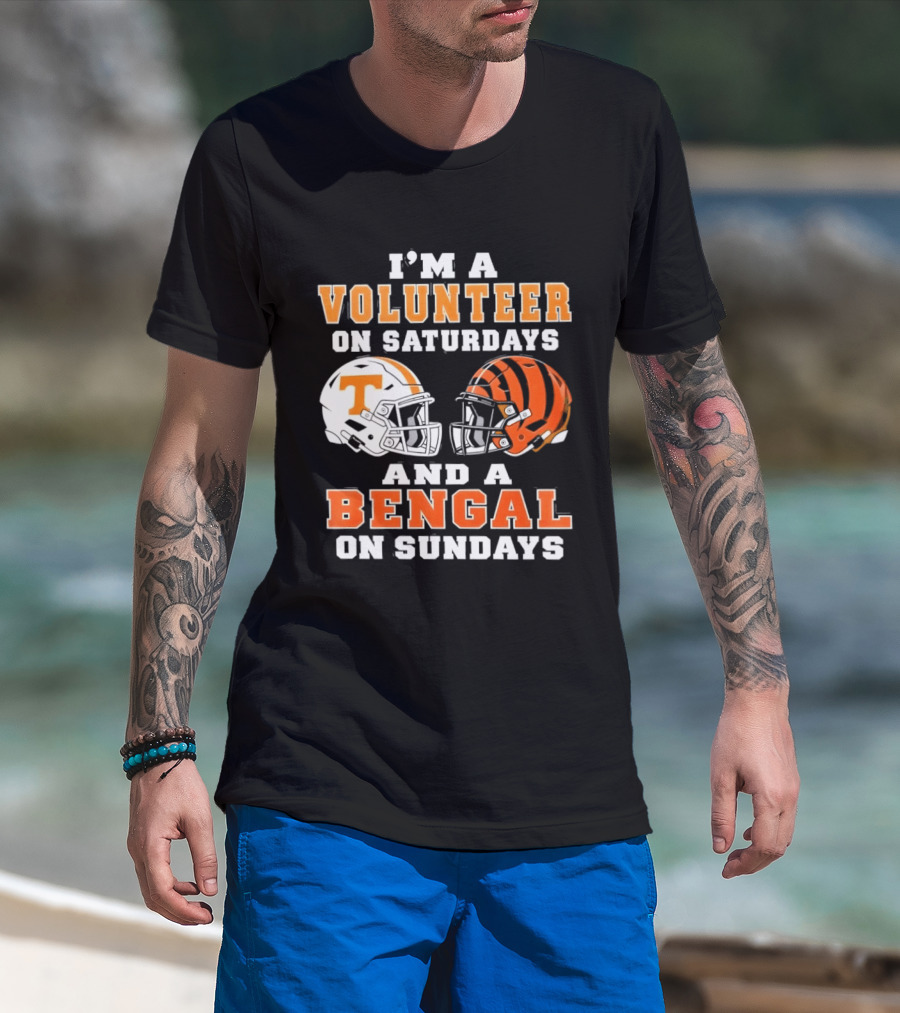 Volunteer On Saturdays Bengal On Sundays Football Helmets T-Shirt