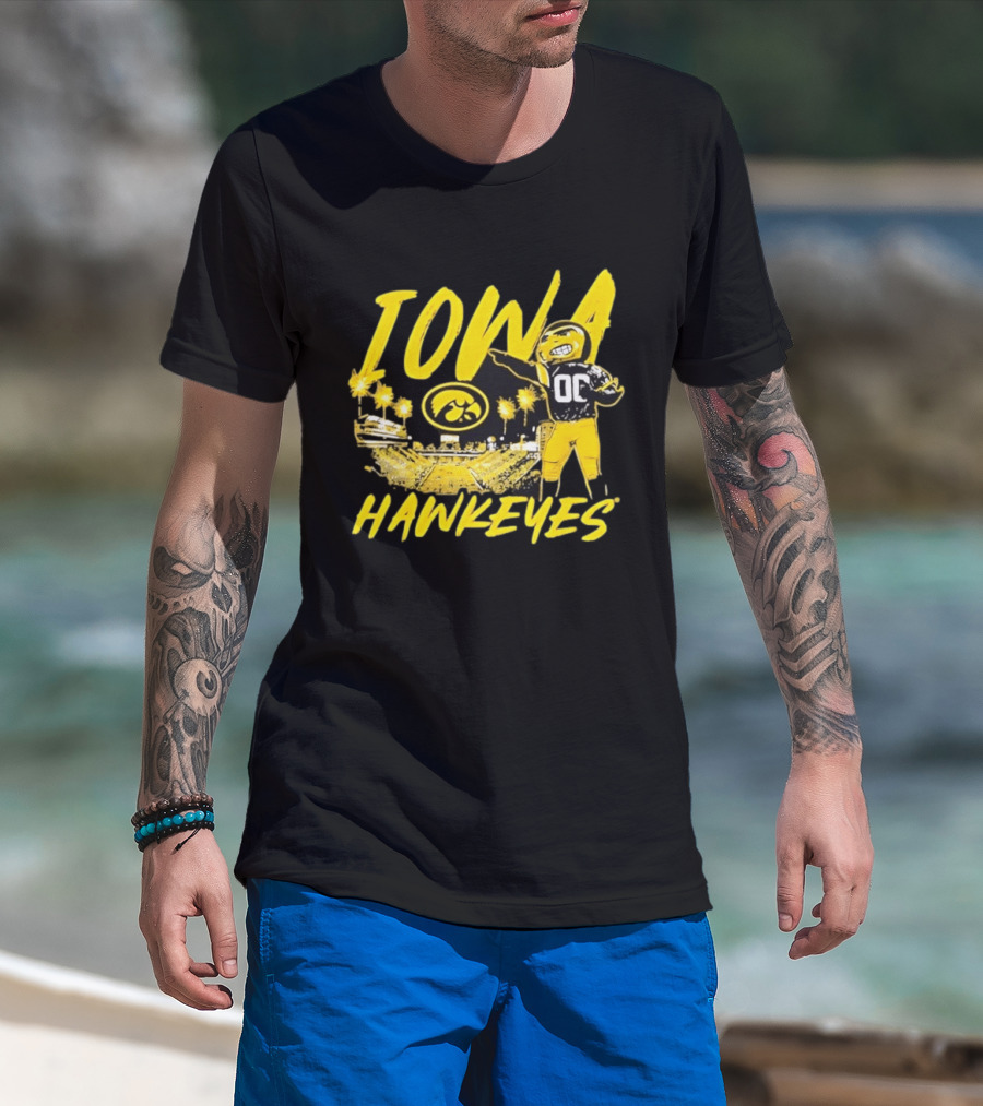Iowa Hawkeyes 00 Mascot With Football Stadium T-Shirt
