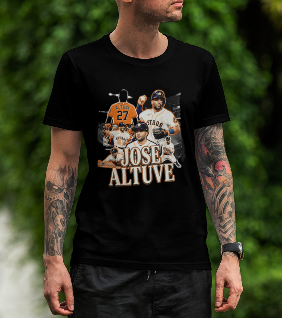 Houston Astros Jose Altuve 27 Collage Baseball Player T-Shirt