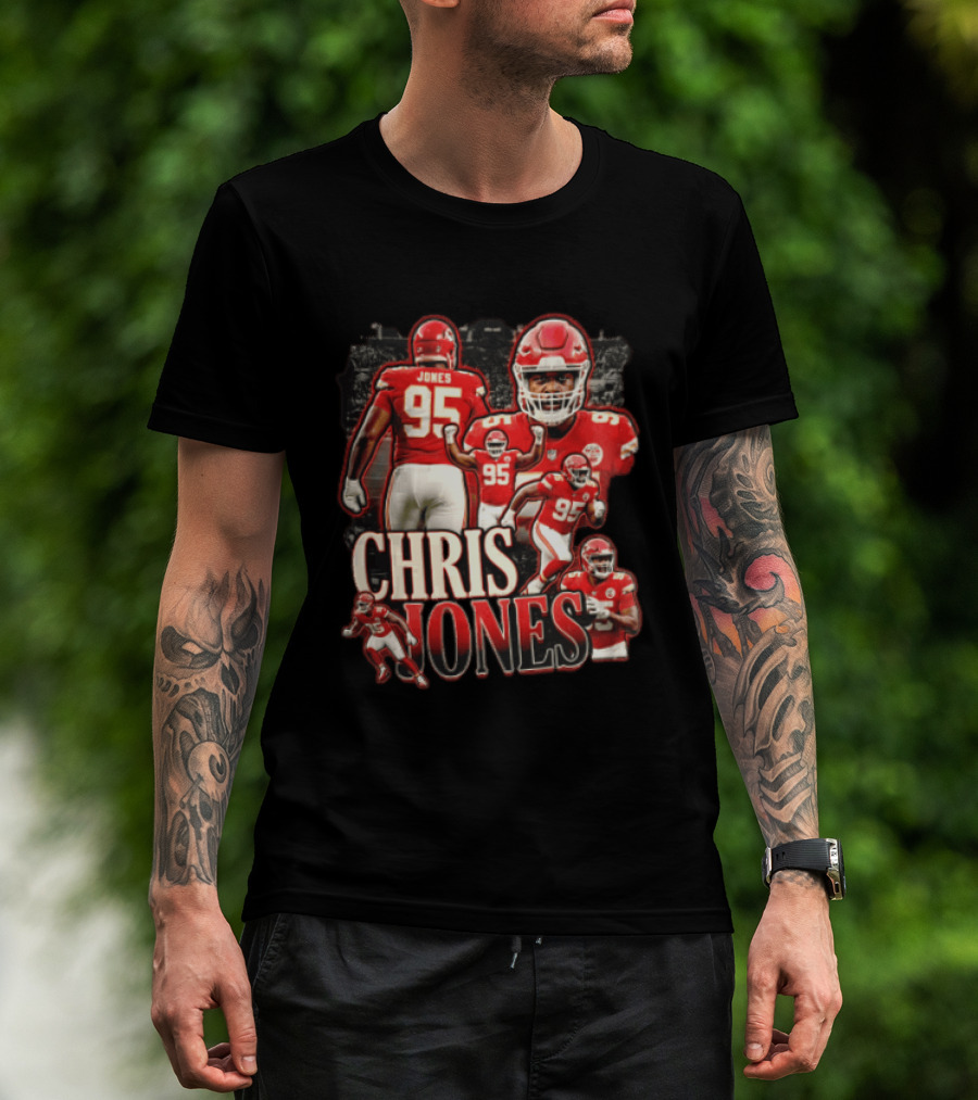 Kansas City Chiefs Chris Jones Football Player 95 Multiple Action Poses T-Shirt