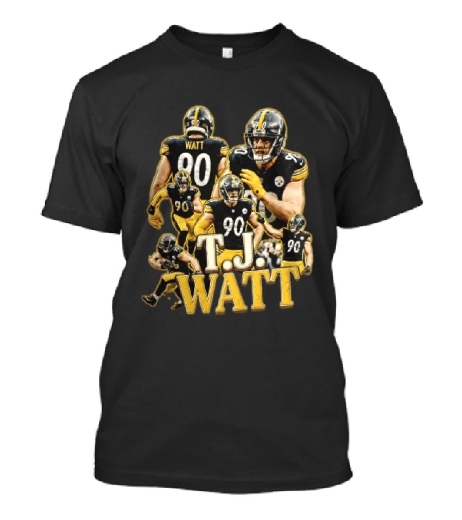 TJ Watt Pittsburgh Steelers 90 Football Action Poses T-Shirt
