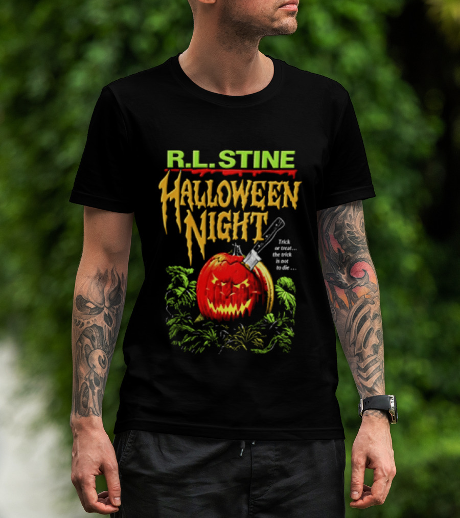R L Stine Halloween Night Pumpkin Knife Trick Or Treat T-Shirt