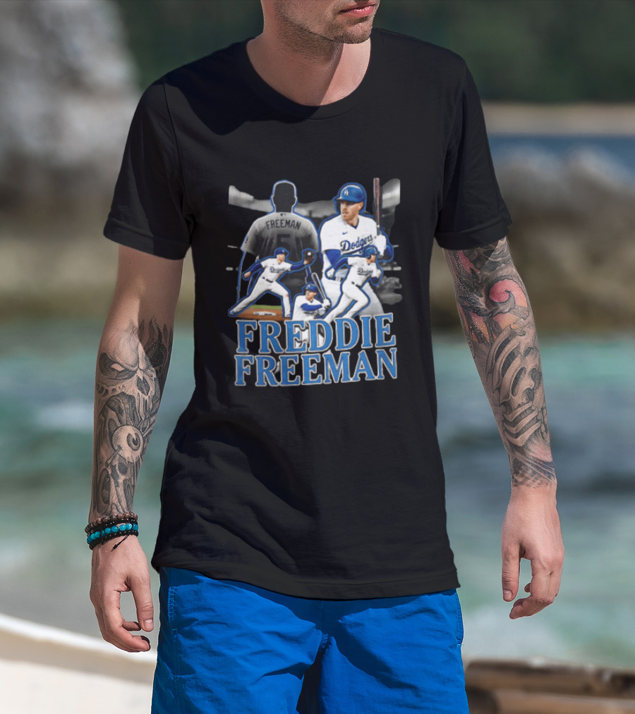 Los Angeles Dodgers Freddie Freeman Baseball Player Action Shots T-Shirt
