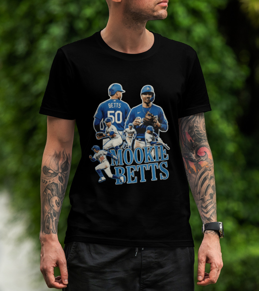 Los Angeles Dodgers Mookie Betts Baseball Player Number 50 Fielding Batting Running T-Shirt