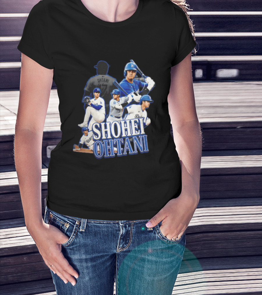 Los Angeles Dodgers Shohei Ohtani Baseball Player Collage T-Shirt