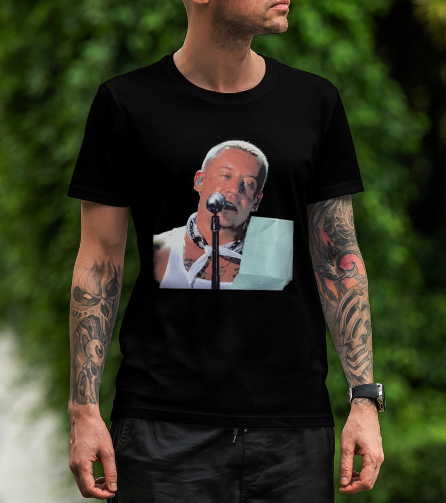 Macklemore White Bandana Performance Look Rapper T-Shirt