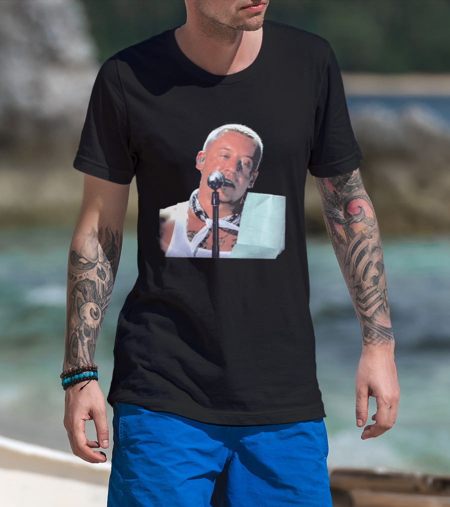 Macklemore White Bandana Performance Look Rapper T-Shirt