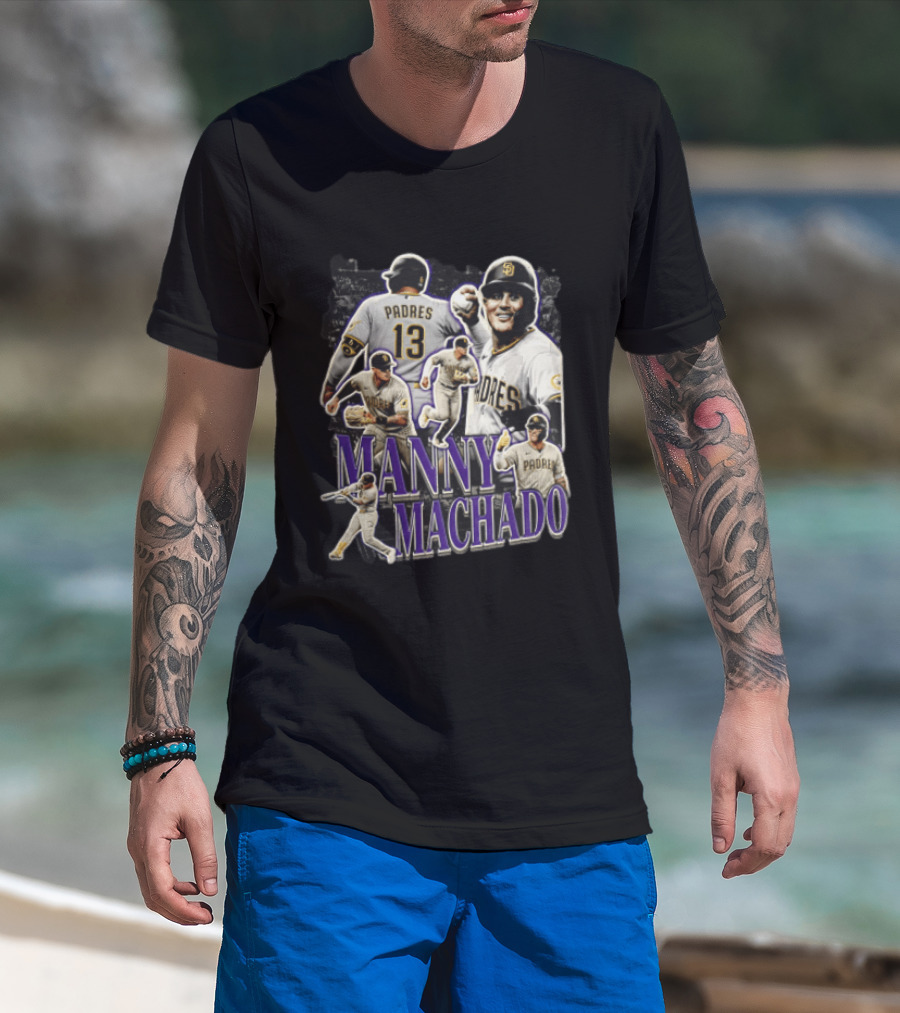 Manny Machado San Diego Padres MLB Baseball Star Player Collage T-Shirt