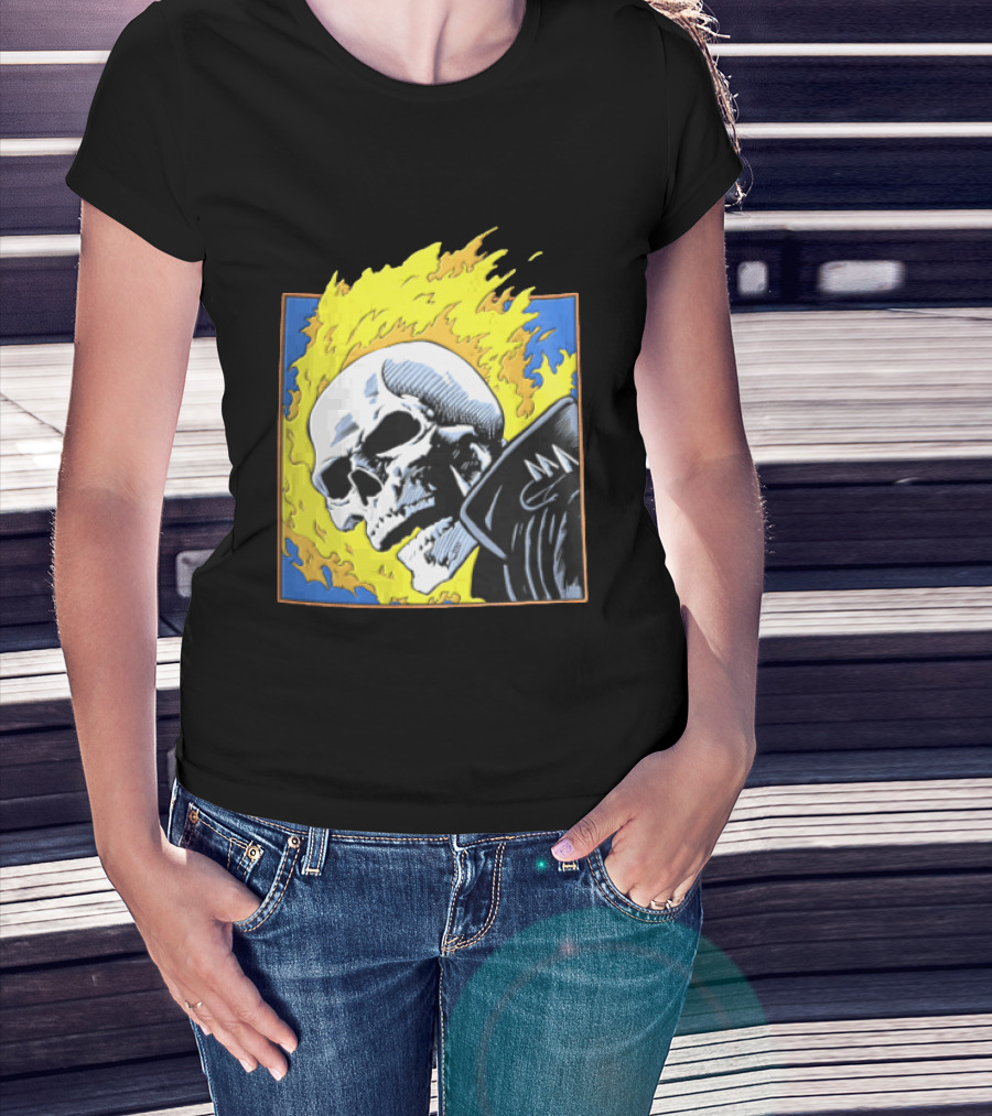 Marvel Ghost Rider Flaming Skull 1976 Comic Cover T-Shirt