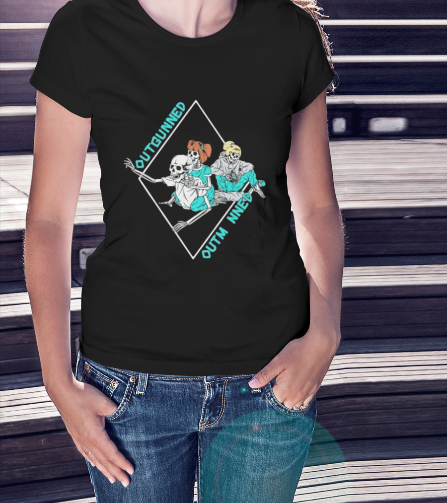 Outgunned Outmanned Skeleton Trio Casual T-Shirt