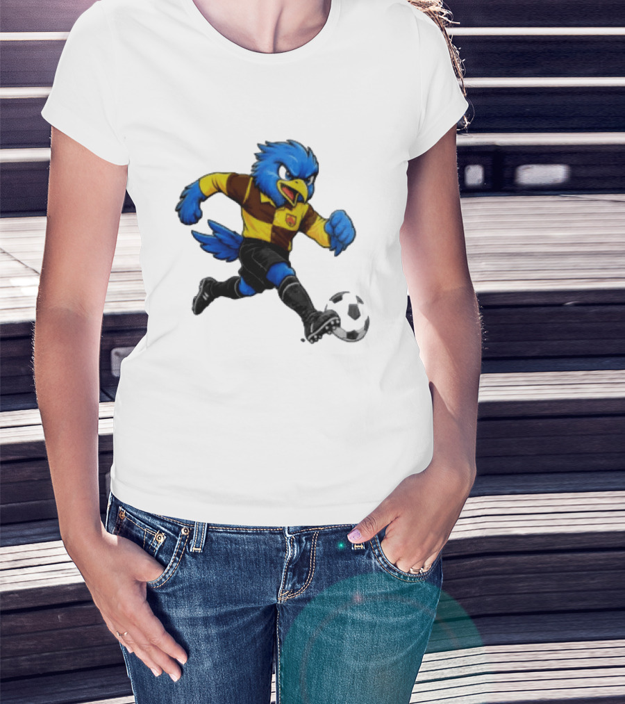 Cardiff Riverside Football Bluebird Mascot Soccer Player T-Shirt