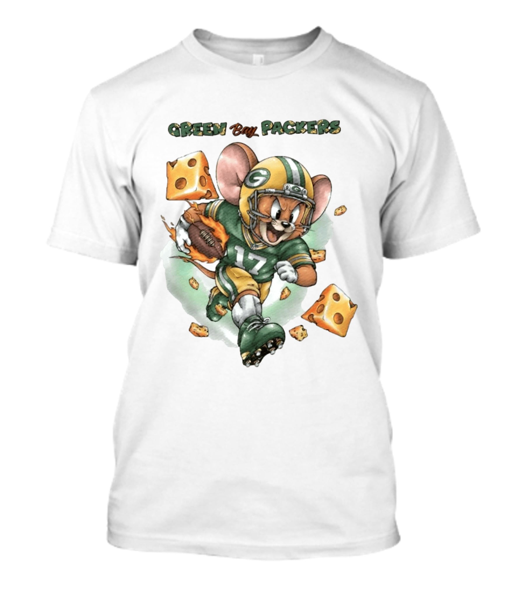 Green Bay Packers 17 Jerry Mouse Football Cheese T-Shirt