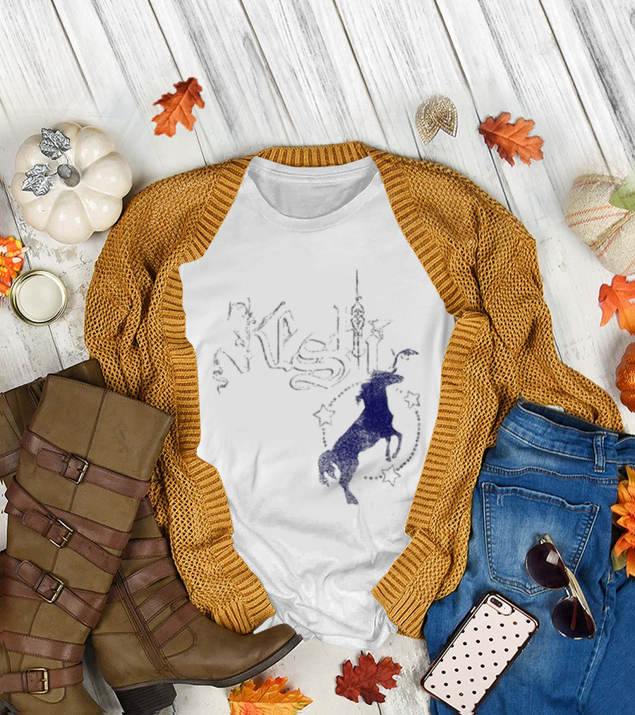 Keshi Stallion Star Circle Horse Blue T-Shirt