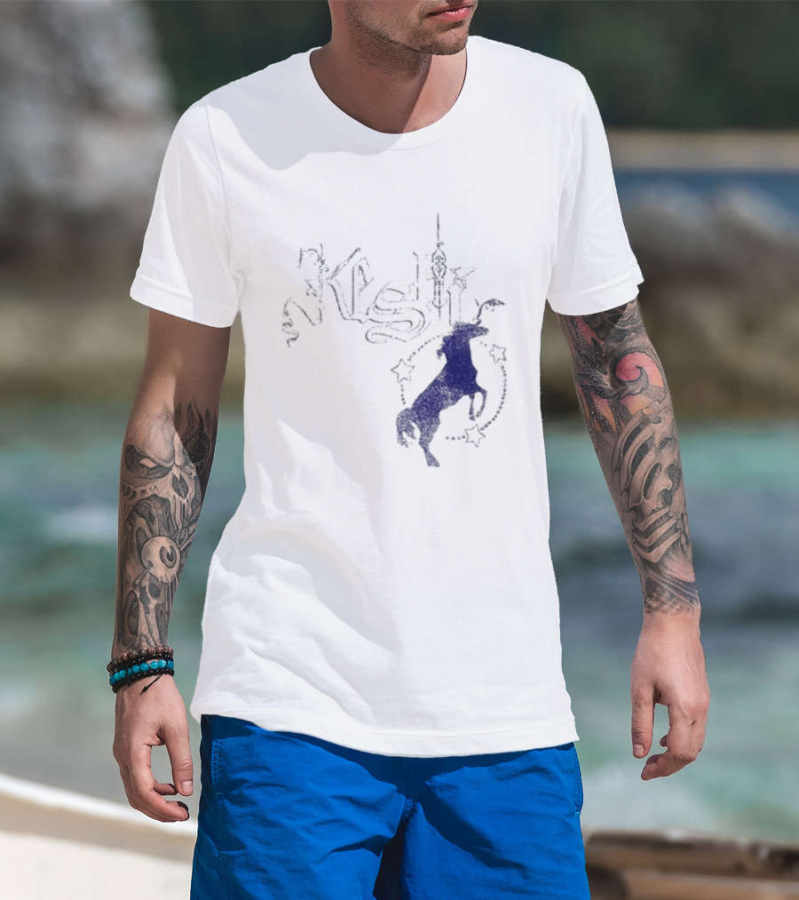 Keshi Stallion Star Circle Horse Blue T-Shirt