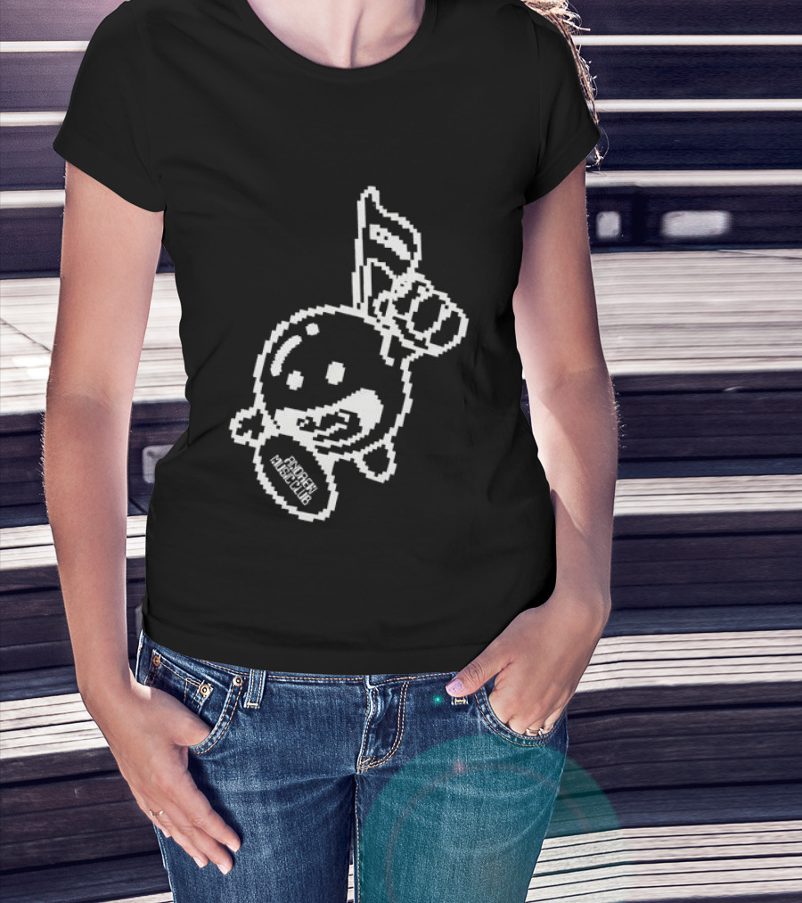 Andrew Miami Store Amc Black Pixel Art Character Holding Flag T-Shirt