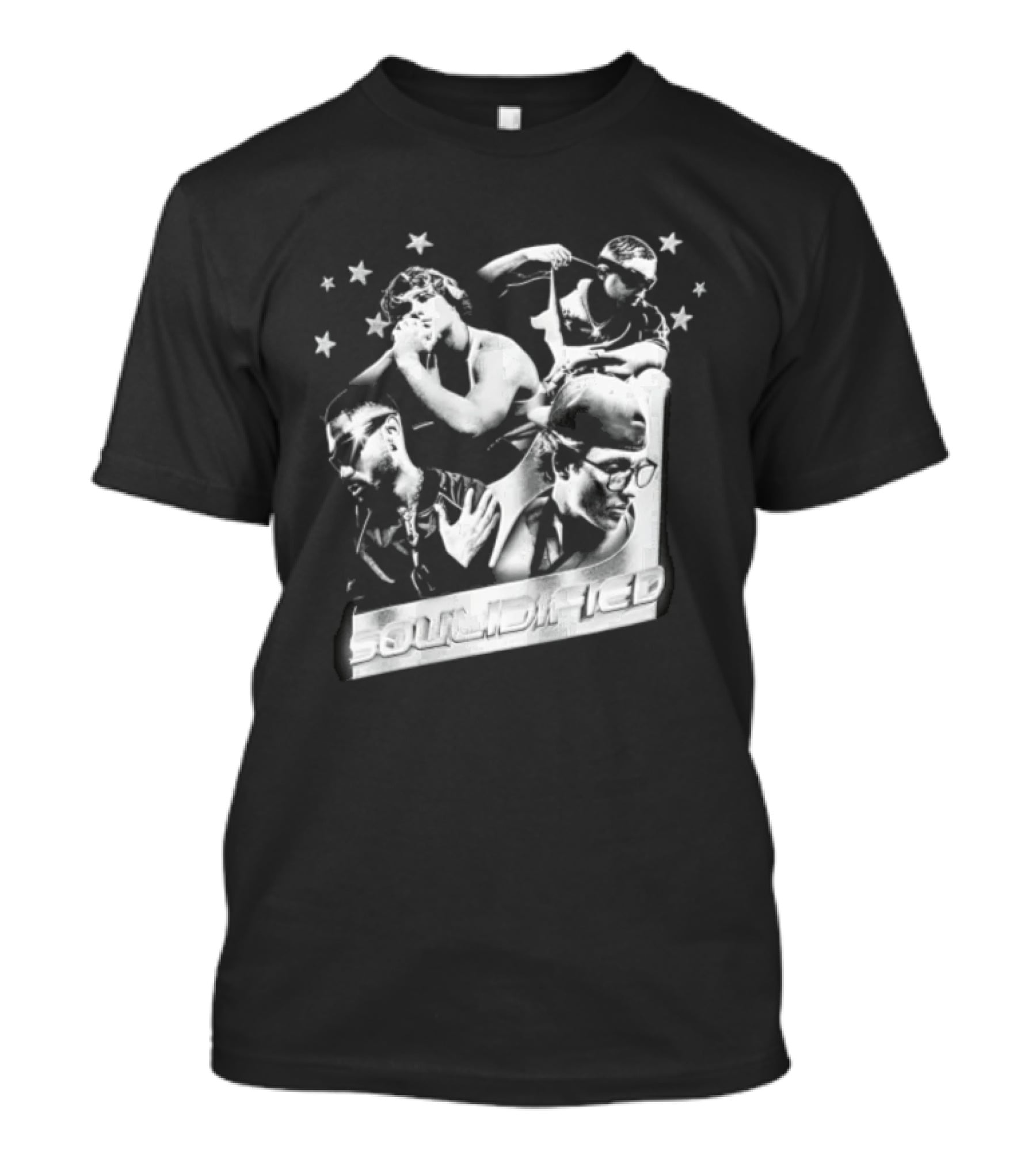 Four Men Stars Solidified Black White T-Shirt