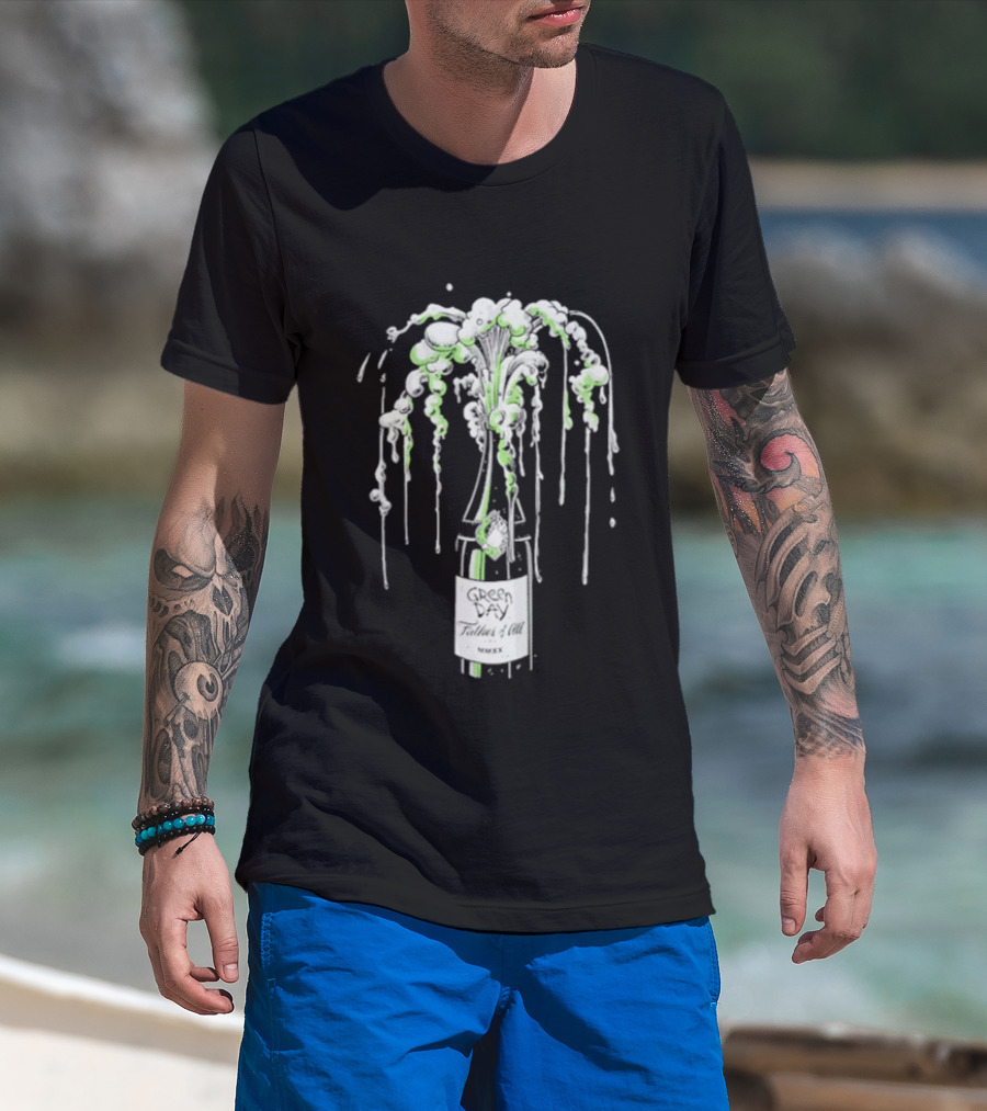 Green Day Father Of All Champagne Unicorn Bottle Burst T-Shirt