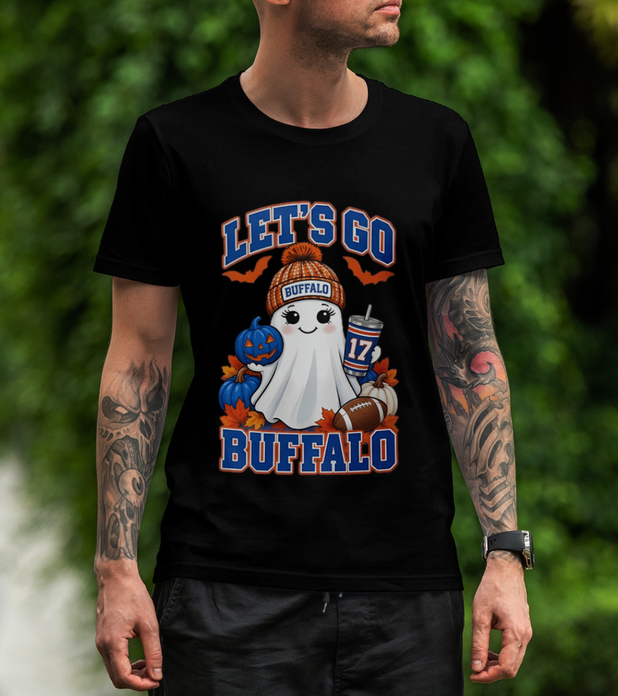 Let's Go Buffalo Halloween Ghost Football Festive Pumpkins 2026 T-Shirt
