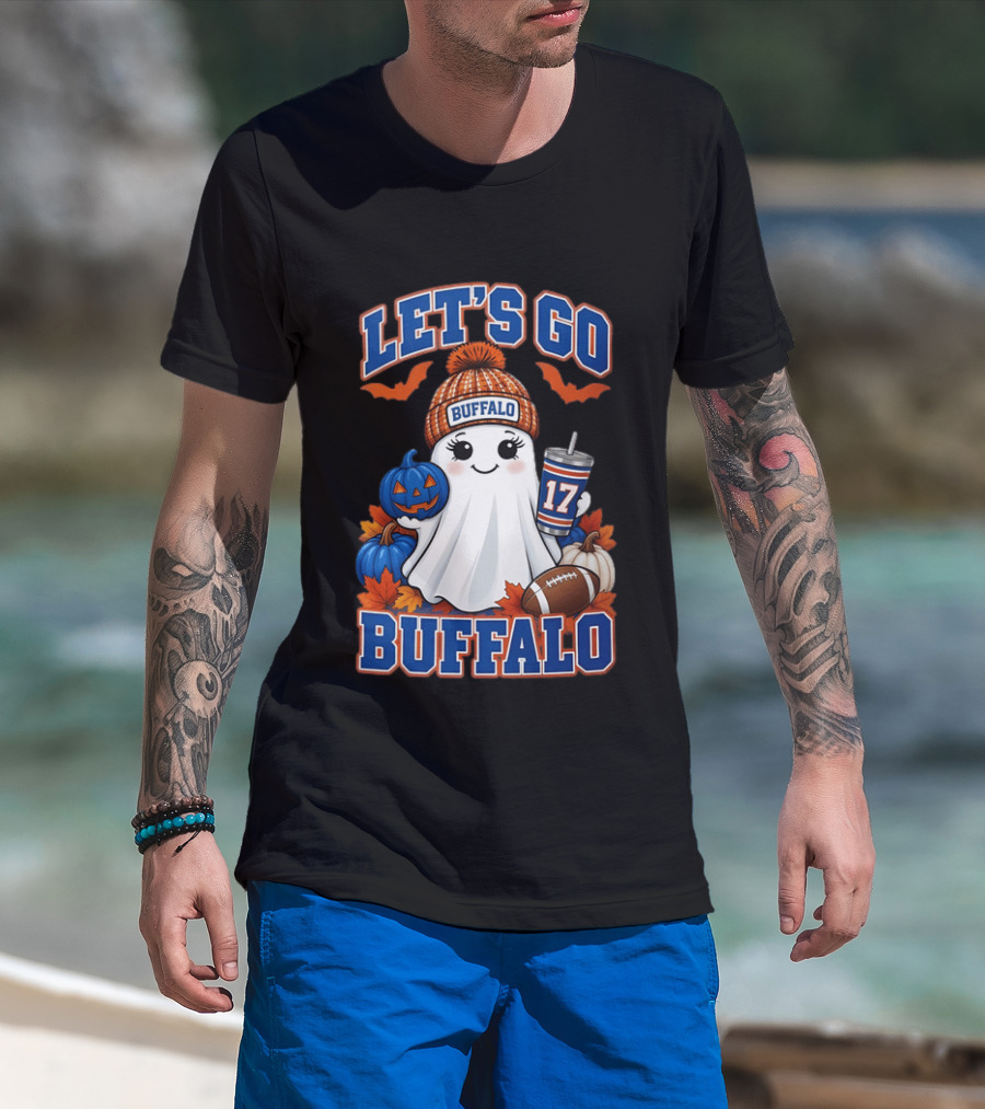 Let's Go Buffalo Halloween Ghost Football Festive Pumpkins 2026 T-Shirt
