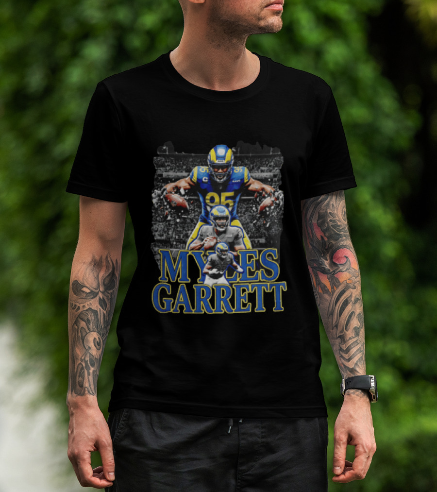 Los Angeles Rams Myles Garrett Football Player Collage Three Poses T-Shirt