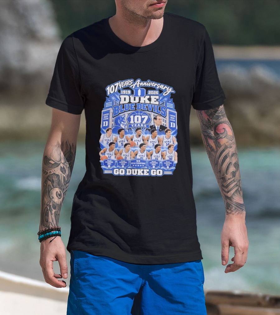 107 Years Anniversary 1919 2026 Duke Blue Devils NCAA Champions 5X Go Duke Go T-Shirt