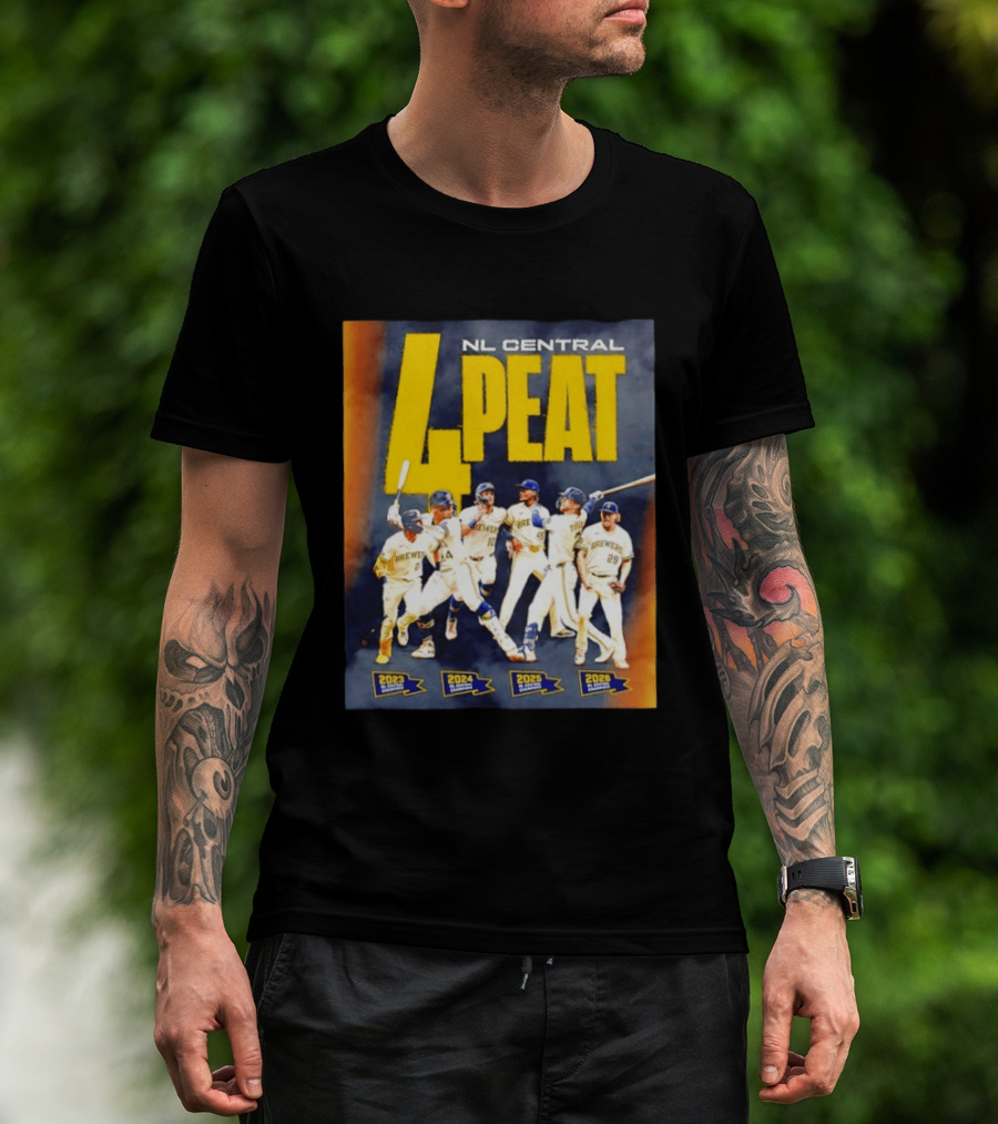 Milwaukee Brewers 4 Peat NL Central Champs 2023 2026 Players Edition T-Shirt
