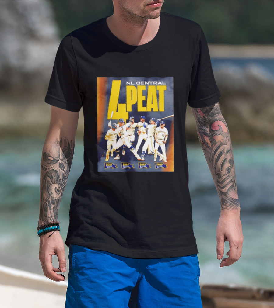 Milwaukee Brewers 4 Peat NL Central Champs 2023 2026 Players Edition T-Shirt