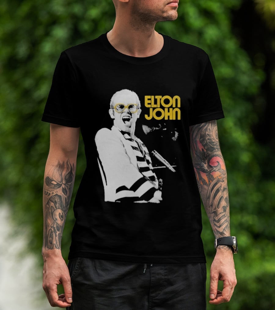 Elton John Classic Concert Series Iconic Glasses And Microphone T-Shirt