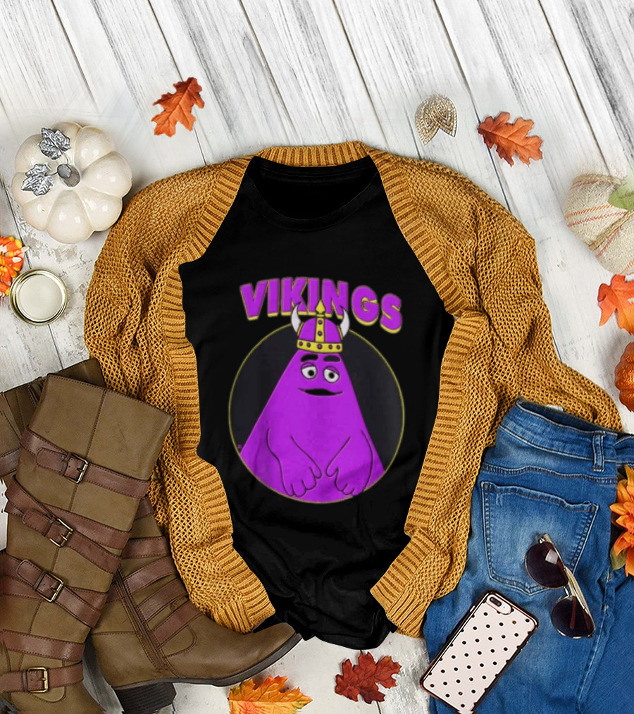 Vikings Purple Character With Horned Helmet T-Shirt