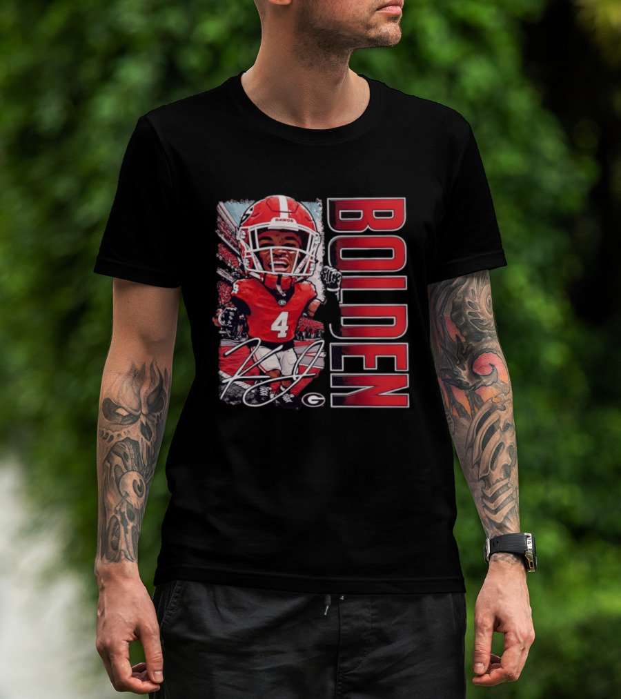 Georgia Bulldogs Football KJ Bolden No 4 Bobble Head Caricature T-Shirt