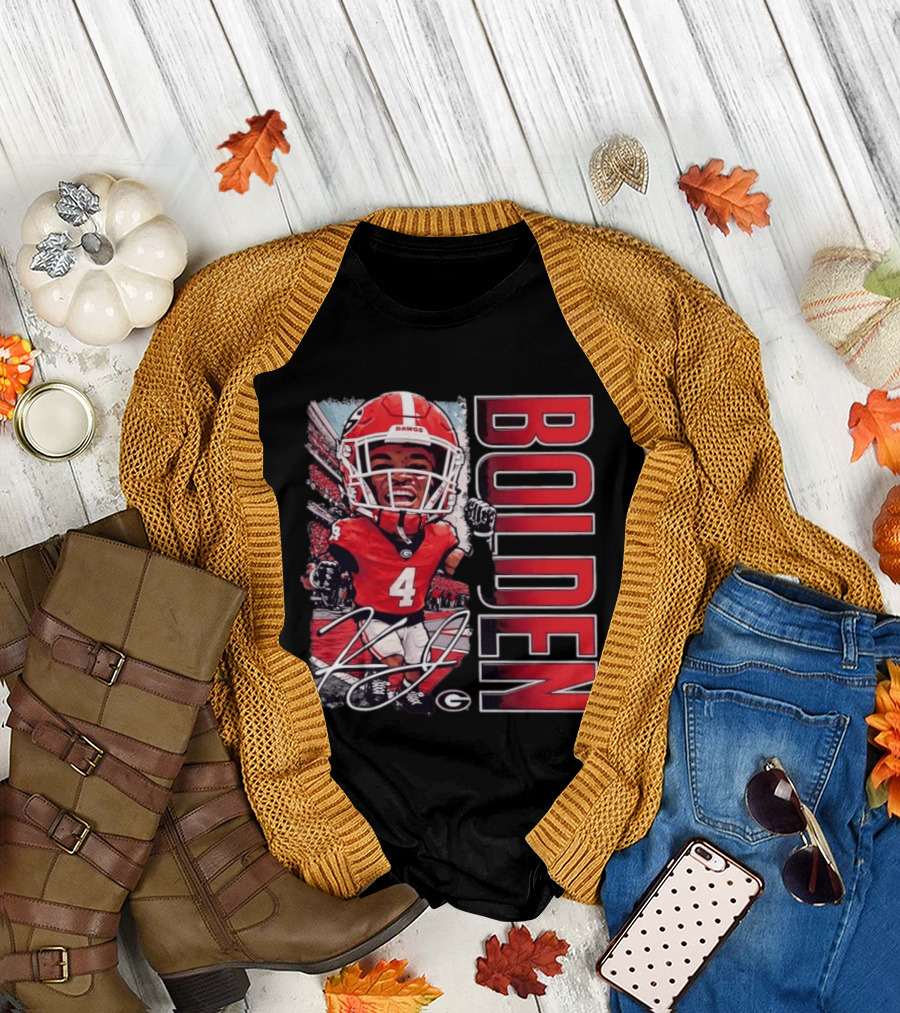 Georgia Bulldogs Football KJ Bolden No 4 Bobble Head Caricature T-Shirt