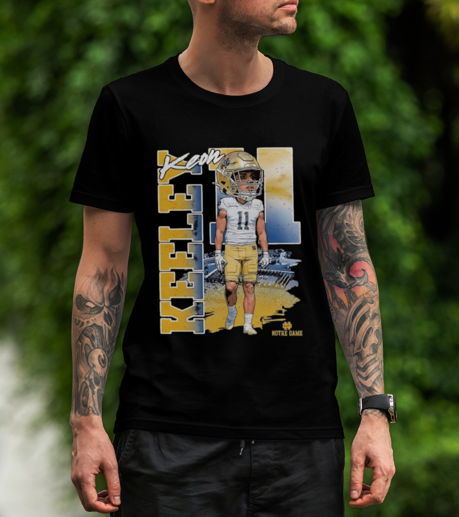 Notre Dame Fighting Irish Keon Keeley No 11 NCAA Football Caricature T-Shirt