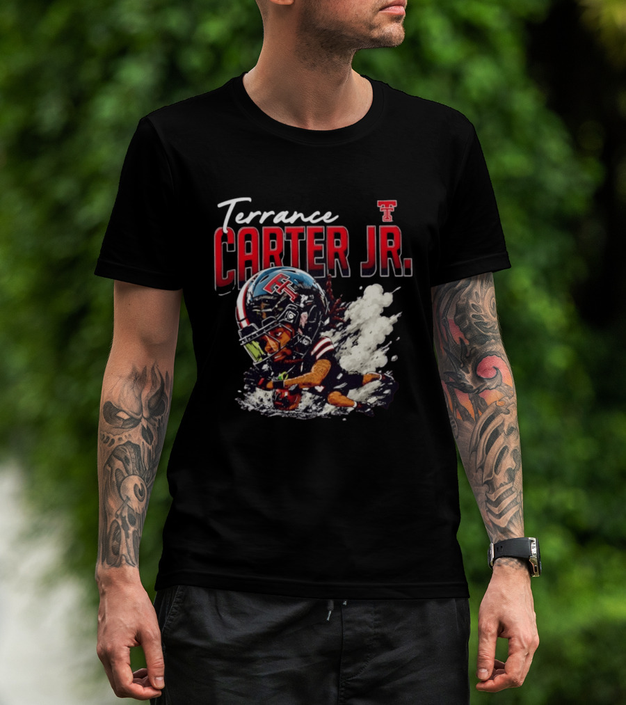 Terrance Carter Jr Texas Tech Red Raiders NCAA Football Bobblehead Caricature T-Shirt