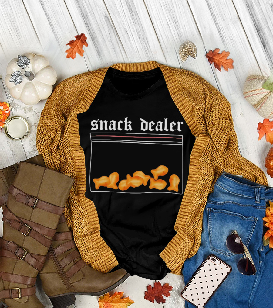 Snack Dealer Fish Crackers Pack Ziploc Bag T-Shirt