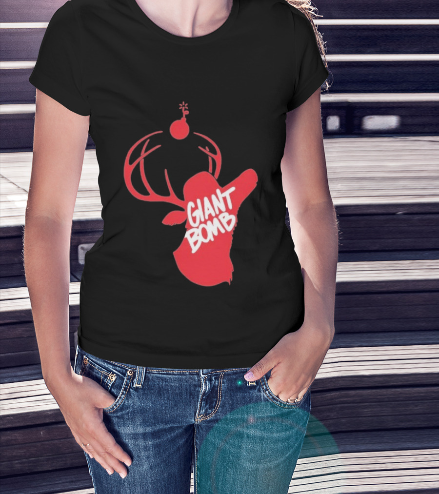 Giant Bomb Red Deer Antlers With Bomb T-Shirt