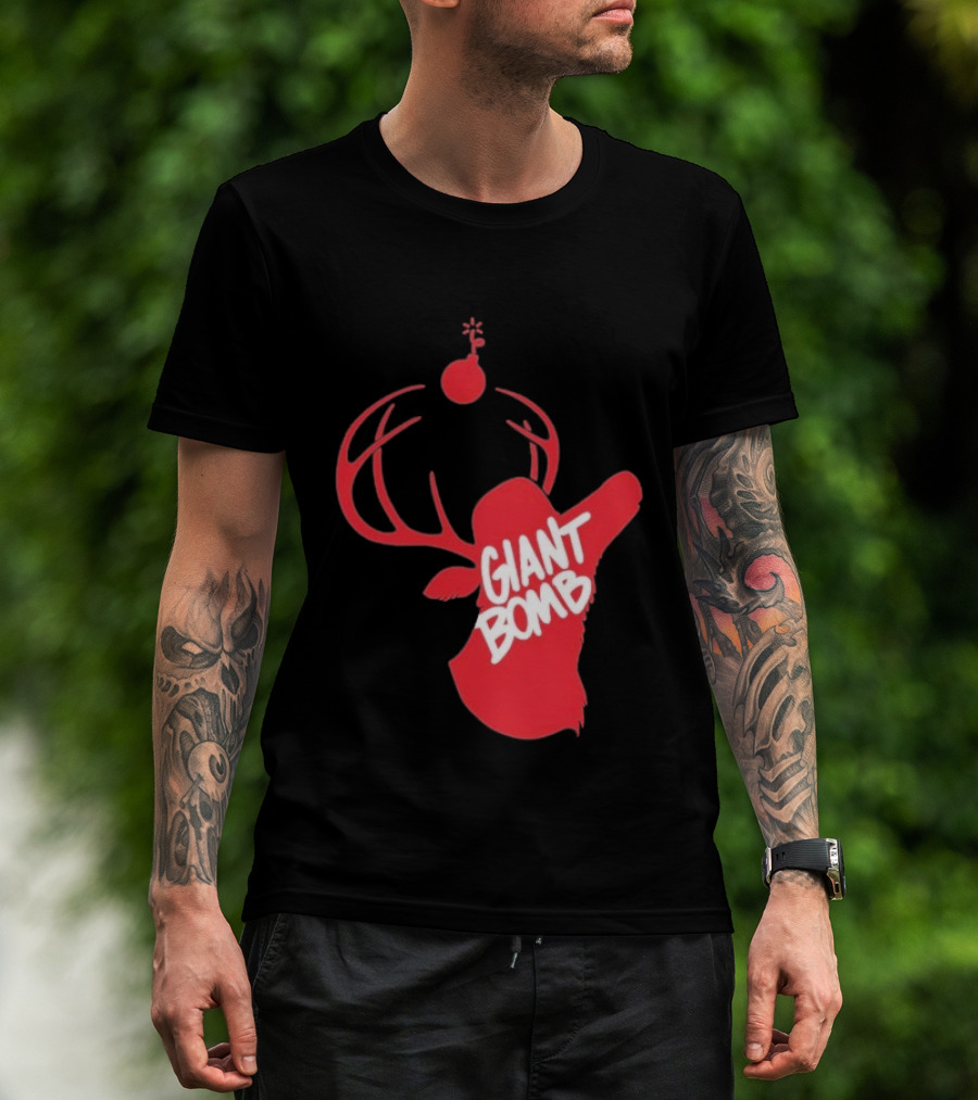 Giant Bomb Red Deer Antlers With Bomb T-Shirt