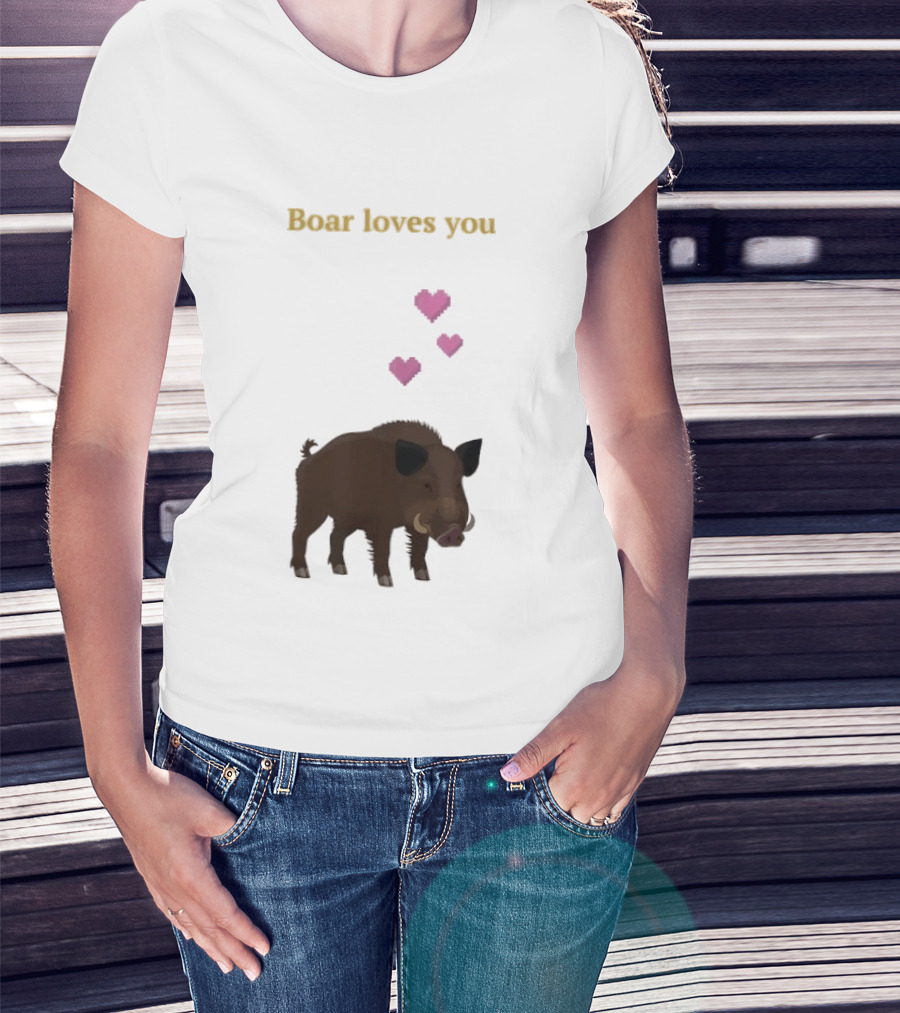 Boar Loves You With Pink Hearts T-Shirt