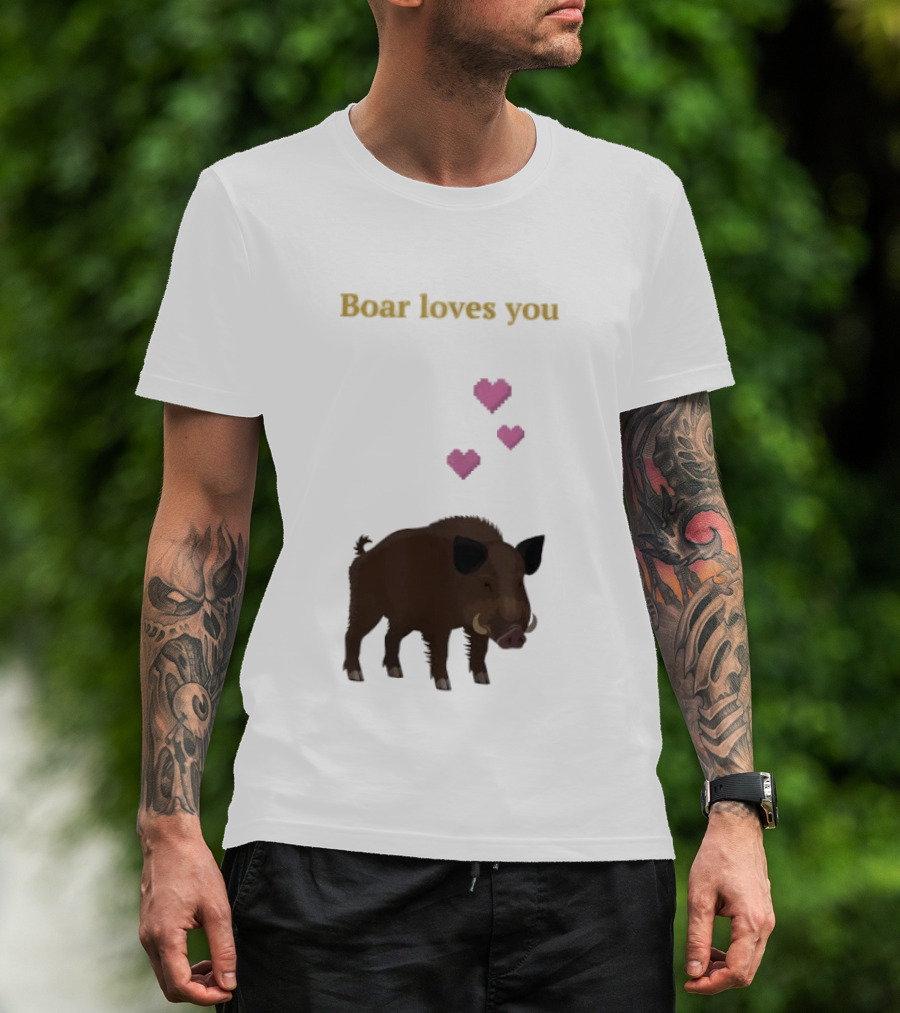 Boar Loves You With Pink Hearts T-Shirt