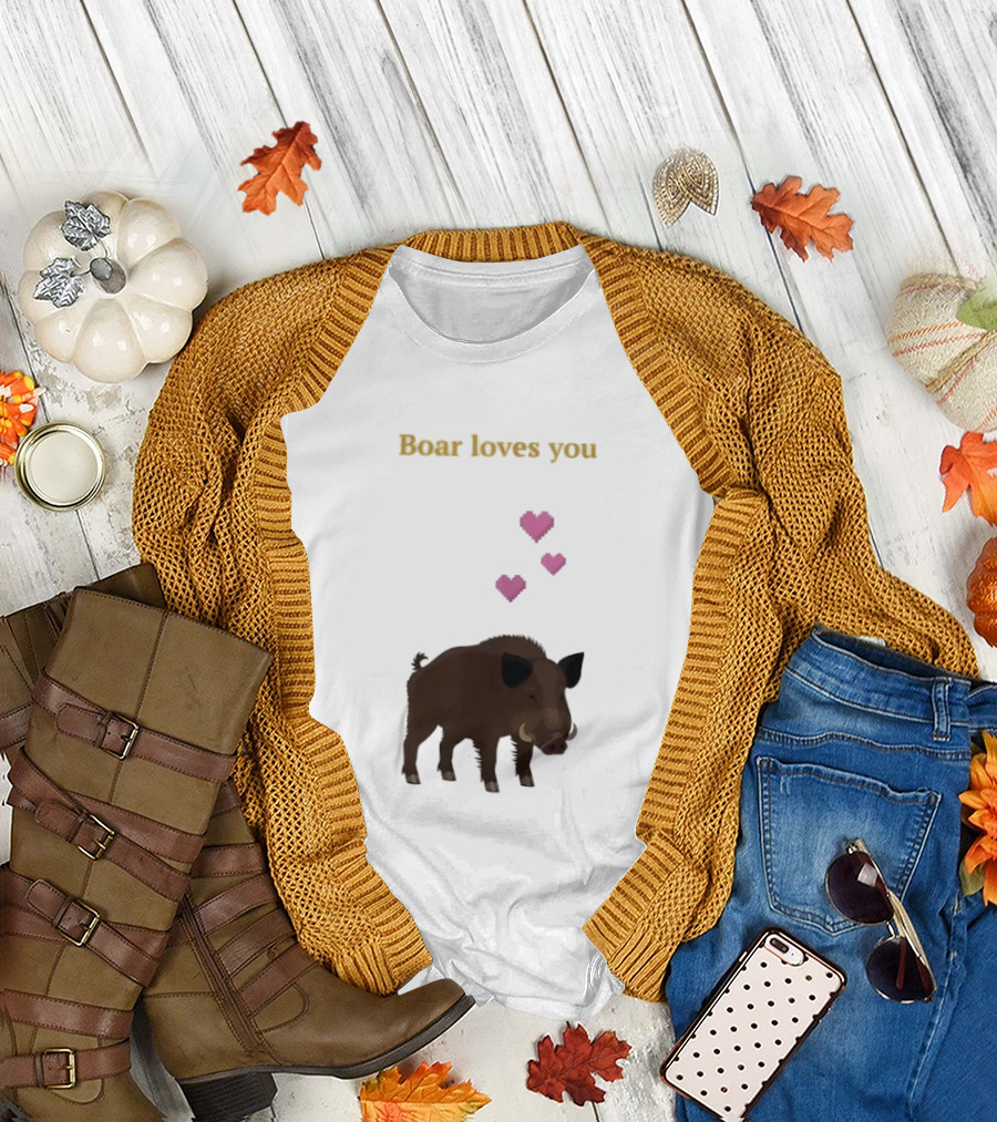 Boar Loves You With Pink Hearts T-Shirt