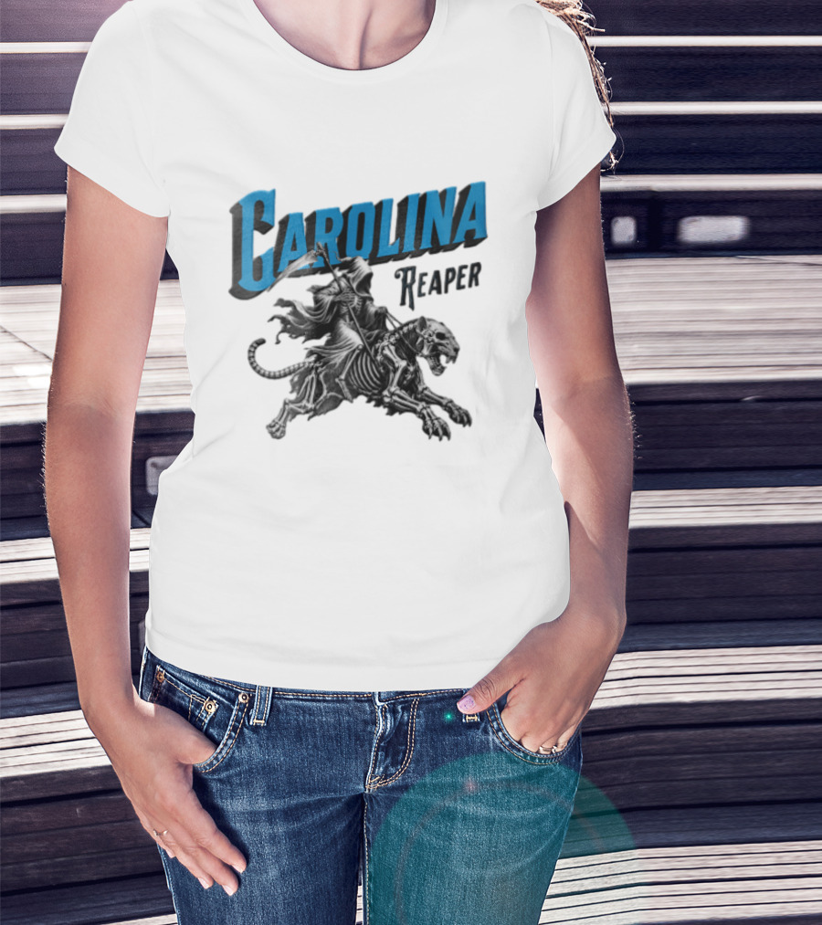 Carolina Reaper Grim Reaper Riding Skeleton Panther T-Shirt