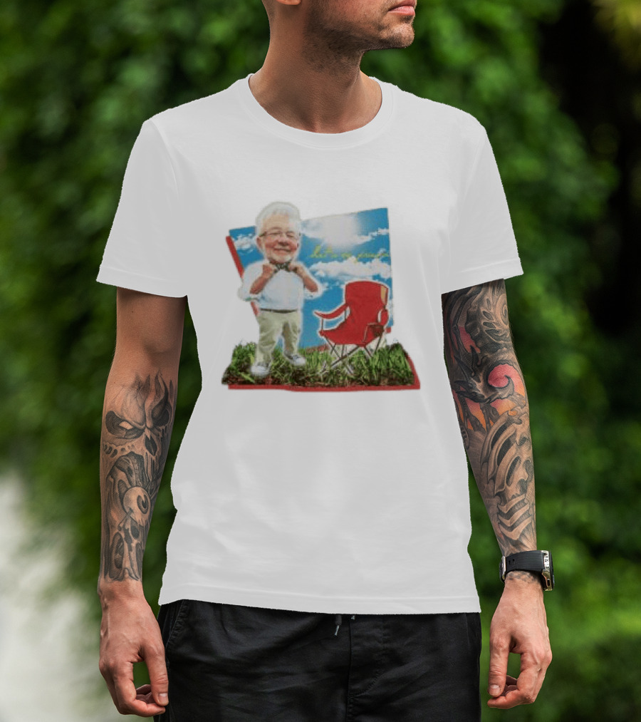 John Chungus Store The John Chungus Show Red Chair And Bowtie Outdoors Clouds Blue Sky T-Shirt