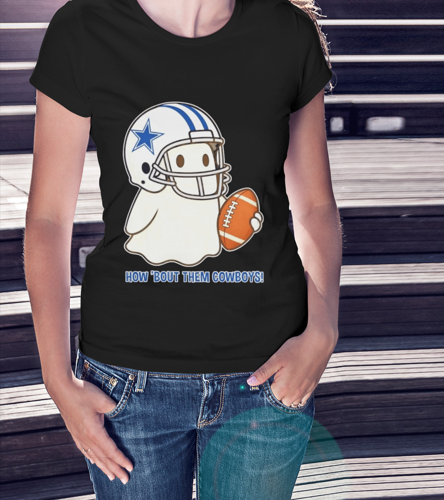 Dallas Cowboys How 'Bout Them Cowboys Halloween Ghost Football Star Helmet Football T-Shirt