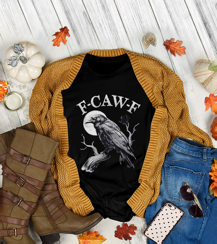 F Caw F Crow Halloween Moon Branches Ravens 2026 T-Shirt